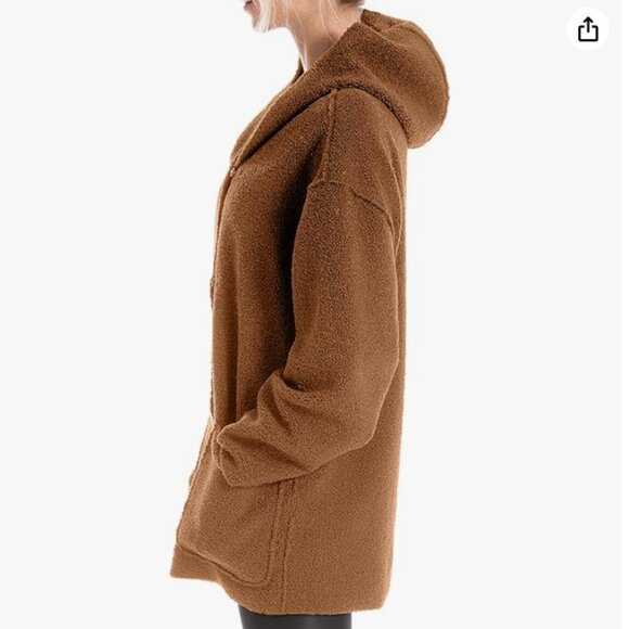 Max Studio Hooded 3 Clasp Teddy Jacket EUC - Picture 2 of 5